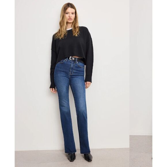 Good American High-Rise "Always Fits" Boot Cut Blue Jean, Fits Sizes 6 to 12! - Picture 1 of 10